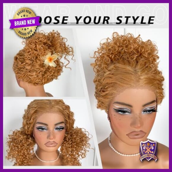 Glueless Pre-Plucked Synthetic HD Lace Frontal Wig 13x6 Kinky Curly